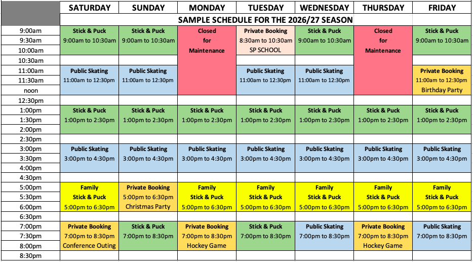 GENERIC RINK SCHEDULE